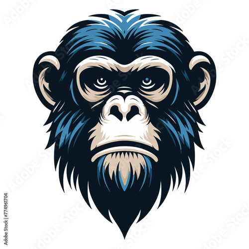 Wallpaper Mural Monkey ape chimpanzee head face vector illustration, wild animal primate, monkey logo mascot illustration concept, design template isolated on white background Torontodigital.ca