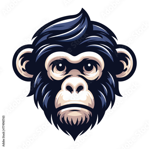 Wallpaper Mural Monkey ape chimpanzee head face design illustration, monkey logo mascot illustration concept, wild animal primate, vector template isolated on white background Torontodigital.ca