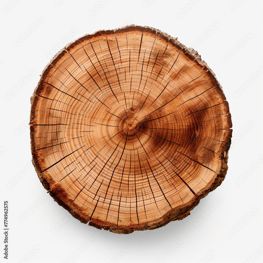 tree trunk cut on isolated background сreated with Generative Ai