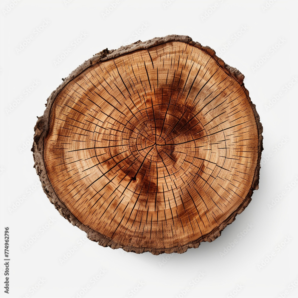 tree trunk cut on isolated background сreated with Generative Ai