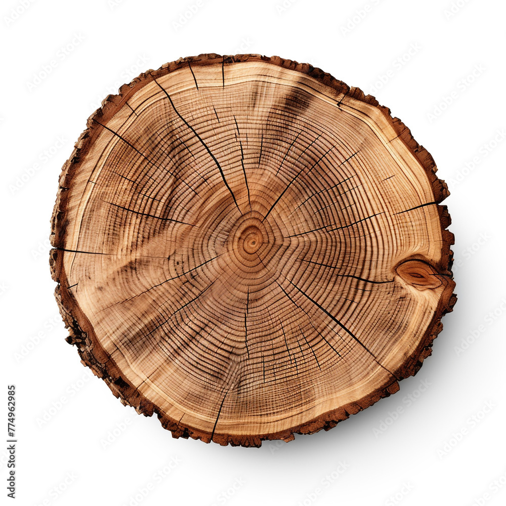 Fototapeta premium tree trunk cut on isolated background сreated with Generative Ai
