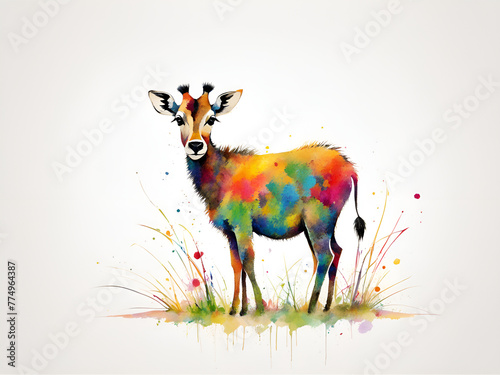 Colorful painting art striped African grassland animal pictures  illustrations
