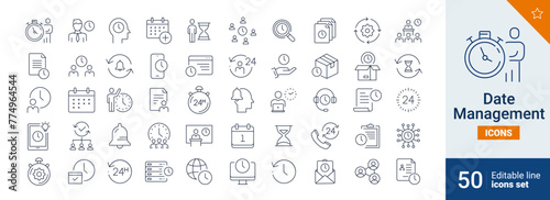 Date management feedback icons Pixel perfect. Team,time, clock, ... 
