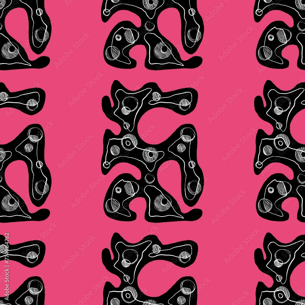 Naklejka premium Hand drawn geomethic seamless pattern illustration graphic shaper neon vivid