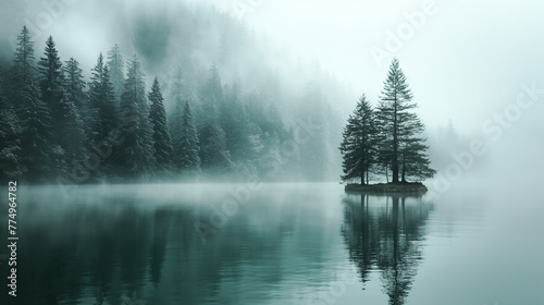 Misty calm landscape.