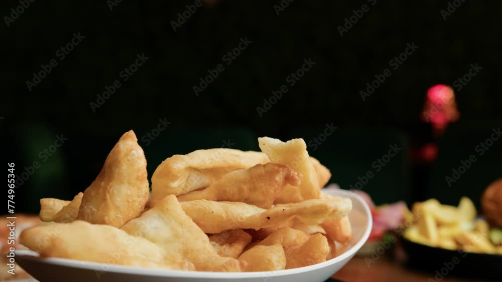 Typical Frying Made With Pieces Of Pizza On A Plate Of Restaurant In Puglia Typical Frying Made With Pieces Of Pizza On A Plate Of Restaurant In Puglia