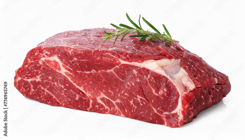 Wagyu raw meat isolated on black background. Fresh marbled beef steak. Tasty and organic food.