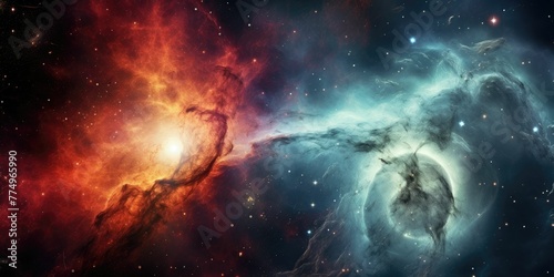 Nebula and galaxies in space. Abstract background