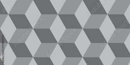 Seamless abstract black and gray stripe rectangles hexagon type cube geometric pattern. modern square diamond mosaic pattern. retro ornament grid tiles and wallpaper used for background.