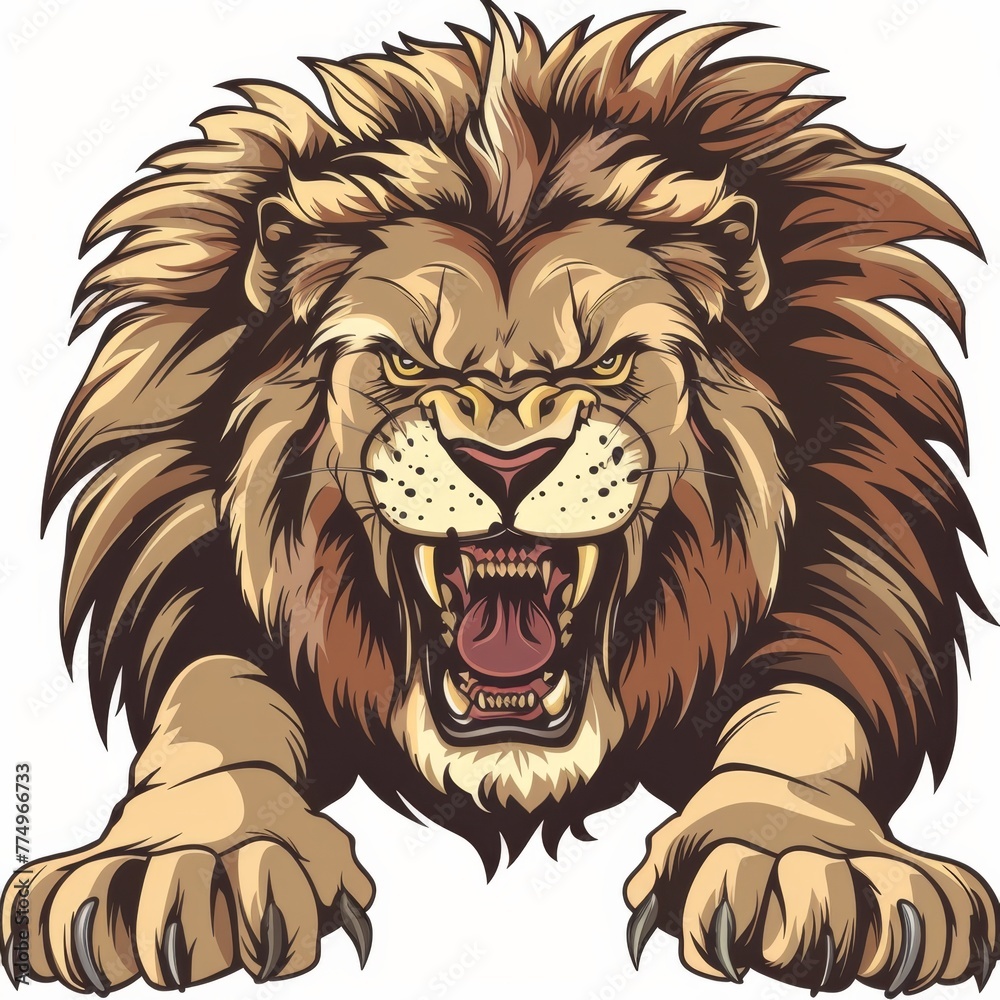  KS aggressive lion with claws vector illustration on whit