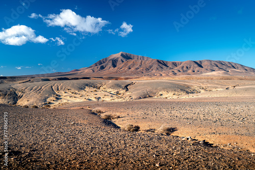 The volcanic landscape of the island of Lanzarote. Volcanoes in Lanzarote. Sunny day on the islands Lanzarote.