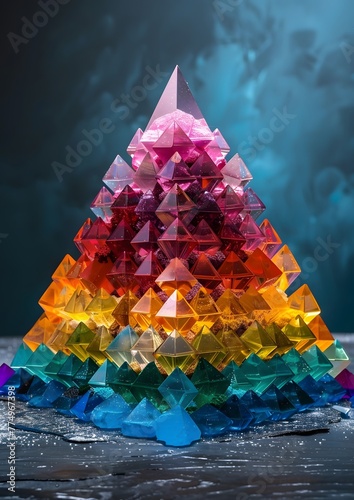 a piramide made from glas triangles photo