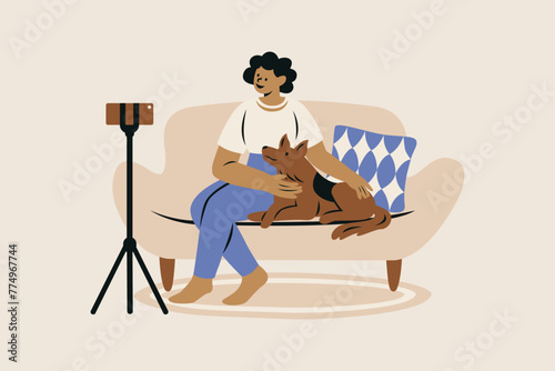 Female Blogger Daily Lifestyle Vector Illustration (ID: 774967744)