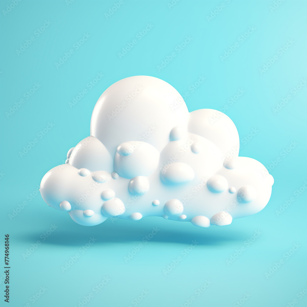 3d cartoon style cloud on isolated background сreated with Generative Ai