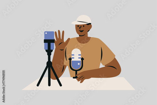 Blogger Streaming to Online Video Blog Vector Illustration (ID: 774968101)
