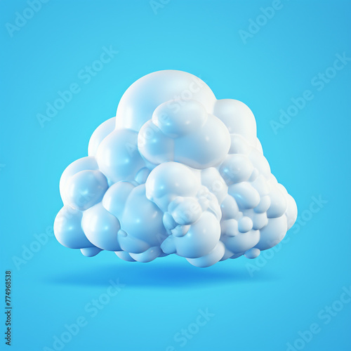 3d cartoon style cloud on isolated background сreated with Generative Ai