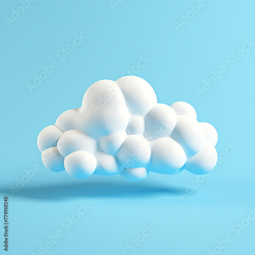 3d cartoon style cloud on isolated background сreated with Generative Ai
