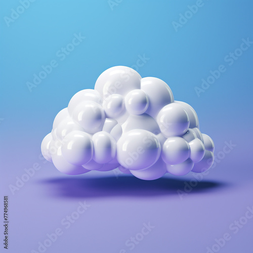 3d cartoon style cloud on isolated background сreated with Generative Ai