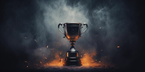 Trophy Cup With Smoke on a Dark background