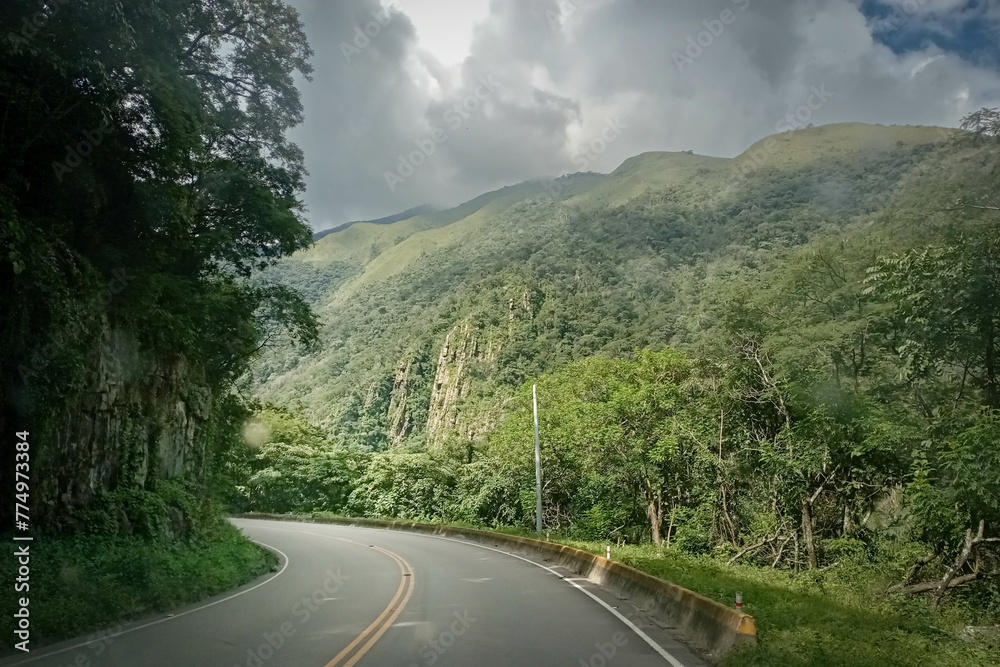 Fototapeta premium Emty road with hills background.