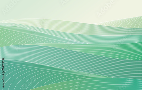 日本の茶畑の抽象イラスト Abstract illustration of Japanese tea plantation scenery
