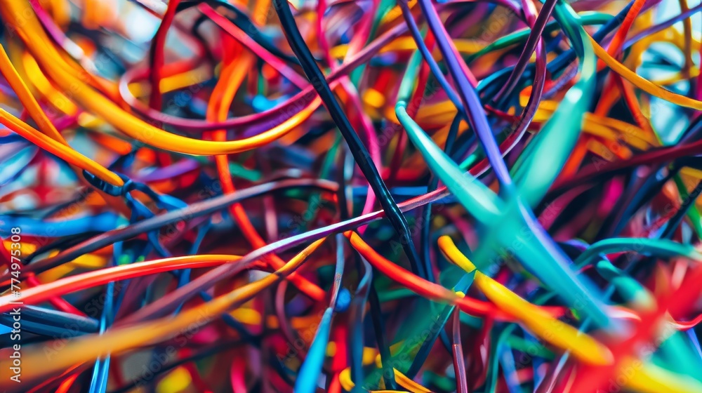 A kaleidoscope of colors emanating from tangle of AI generated illustration A kaleidoscope of colors emanating from tangle of AI generated illustration