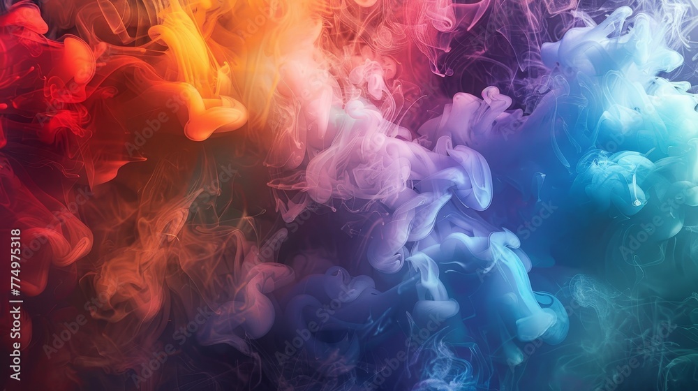 A kaleidoscope of colors swirling in the smoky arena  AI generated illustration