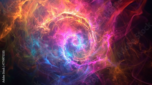 A kaleidoscope of colors swirling in the smoky arena  AI generated illustration