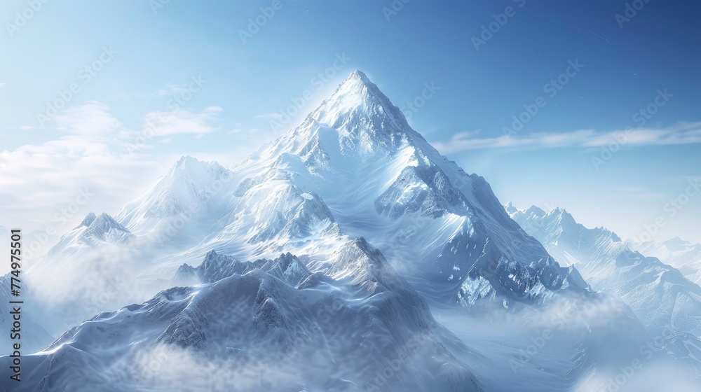 Obraz premium A majestic mountain peak rising proudly above the wo AI generated illustration