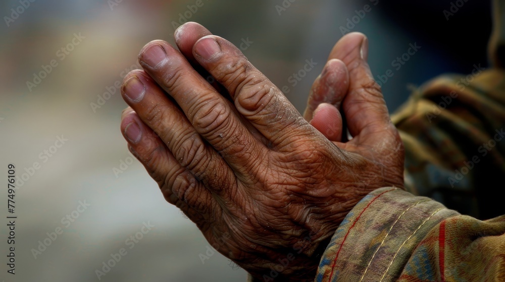 A pair of hands clasped in prayer emphasizing the ac  AI generated illustration