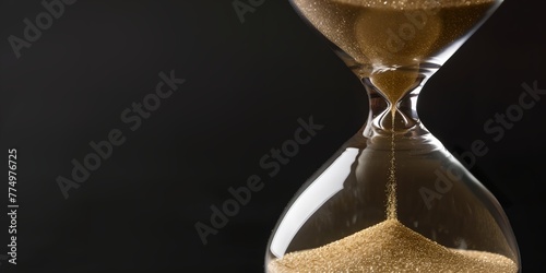 A sand timer is shown with a small amount of sand still in it photo