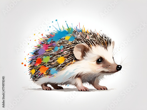 Colorful painting art striped hedgehog  pictures  illustrations