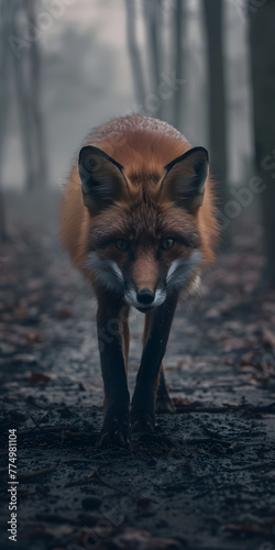 Raposa vermelha animada em um cenário florestal photo