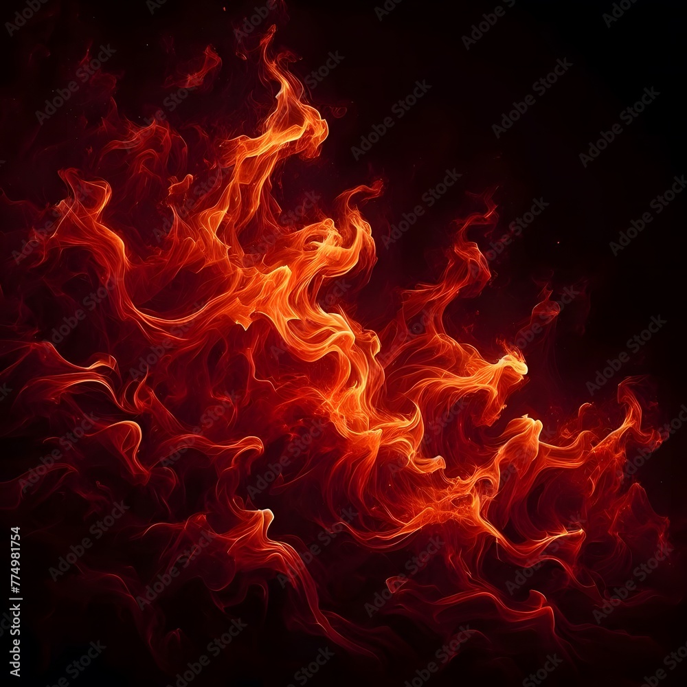 beautiful fire flame on black background. Ai Generated. beautiful fire flame on black background. Ai Generated.