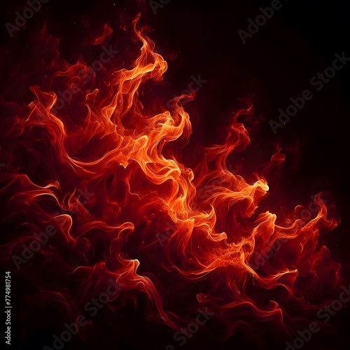 beautiful fire flame on black background. Ai Generated.