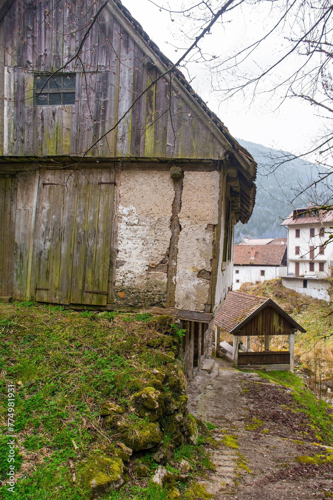 An old derelict building in the historic mountain village of Rigolato in Carnia, Friuli-Venezia Giulia, North East Italy An old derelict building in the historic mountain village of Rigolato in Carnia, Friuli-Venezia Giulia, North East Italy