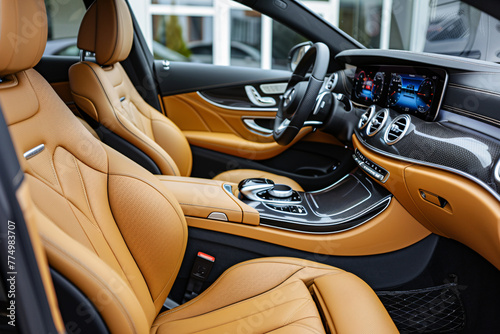modern car interior with brown seats © Di Studio