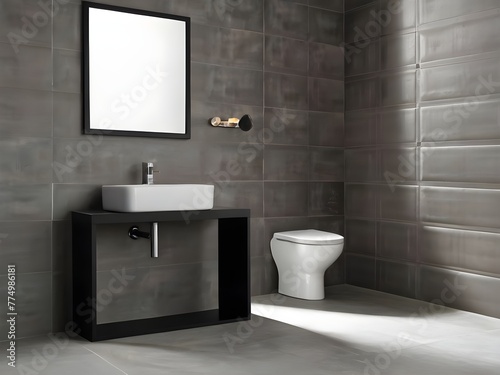 modern bathroom interior with toilet and tiles
