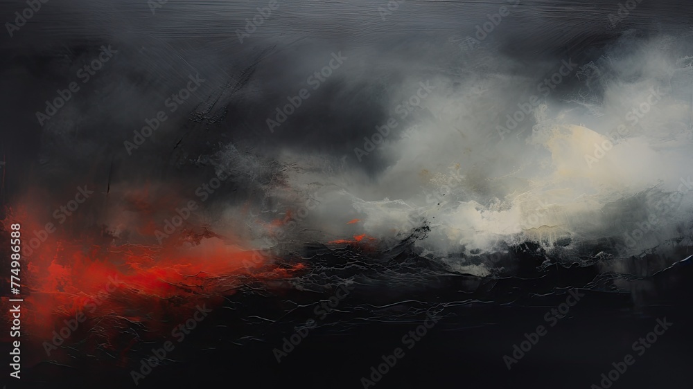 黒の赤の油絵の抽象画