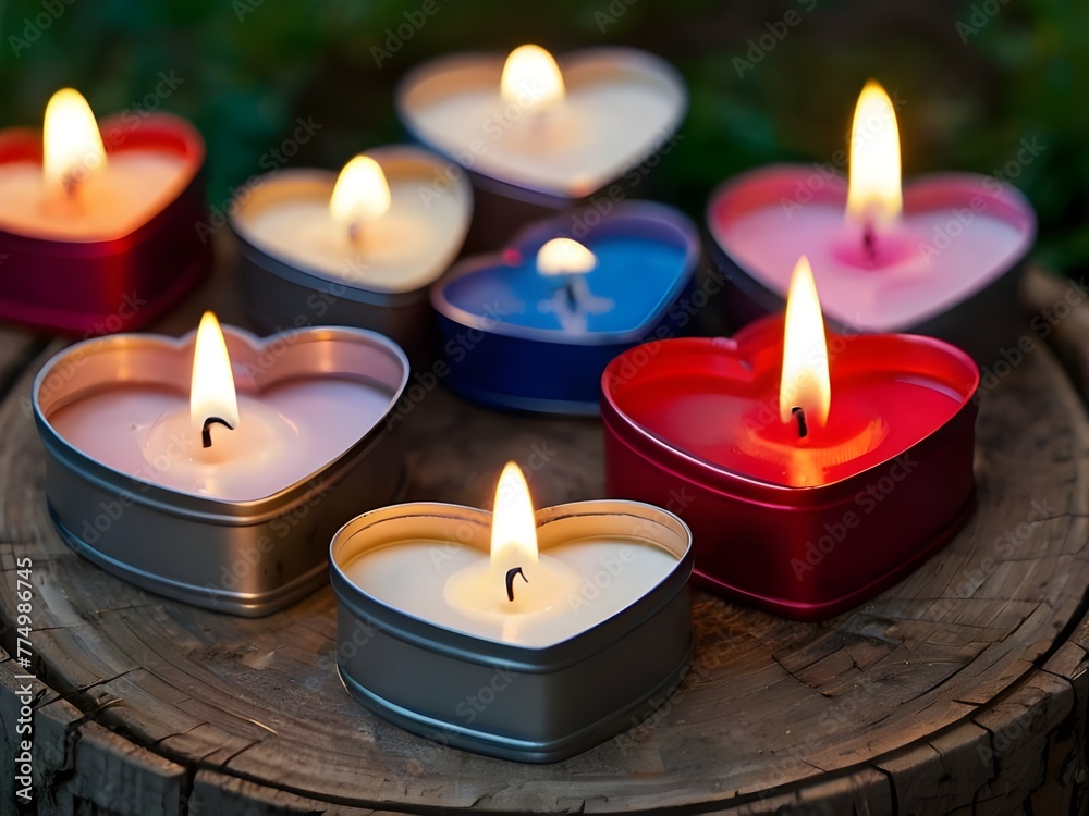 burning candles on a wooden table burning candles on a wooden table