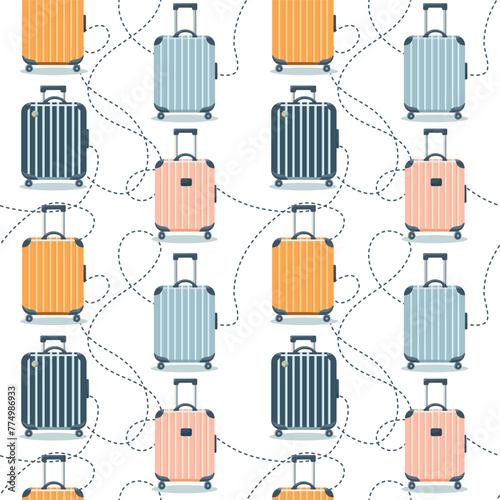 Seamless pattern with suitcases Hand drawn flat vector illustration Travel Concepts vector illustration
