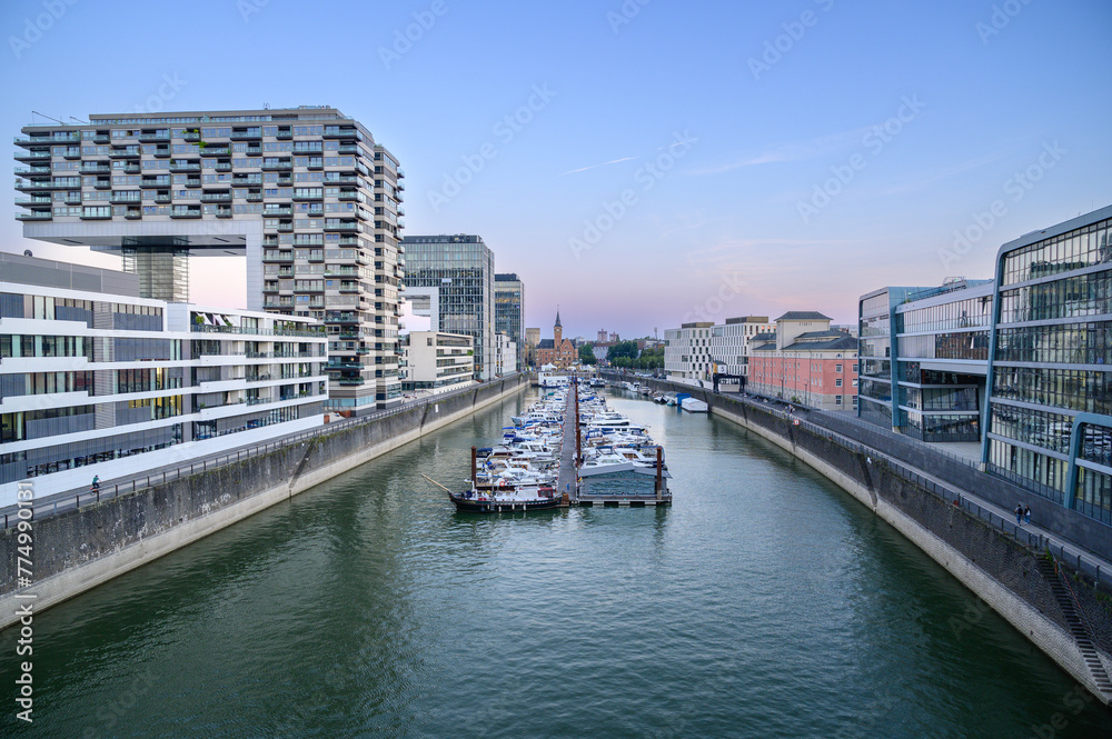 View of the so-called Rheinauhafen in Cologne, Germany.