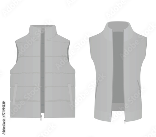 Grey vest set. vector illustration