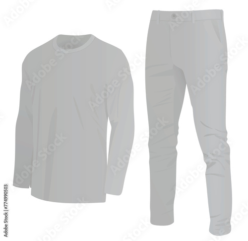 Long sleeve t shirt and chino pants. vector