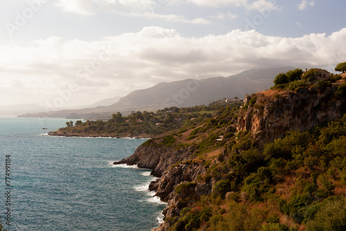 View from coastline trail of Zingaro Nature Reserve Park, Sicily, Italy