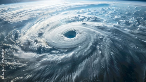 Super typhoon from outer space, with a detailed satellite view of the eye within Hurricane Florence, illustrating the power over the ocean