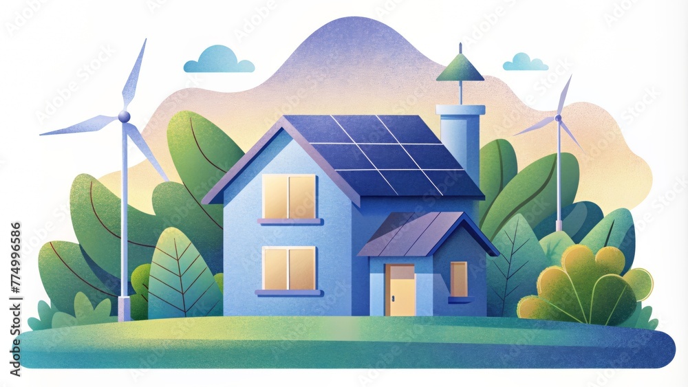 A suburban suburban home equipped with a smart energy system allowing for efficient use of electricity and water. A suburban suburban home equipped with a smart energy system allowing for efficient use of electricity and water.