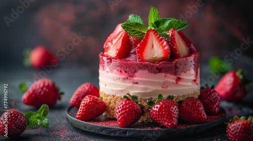 Strawberry Delight  Cream Mousse with Fresh Berries