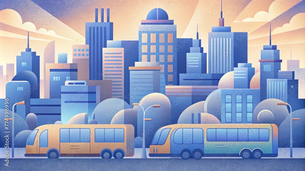 Fototapeta premium Public transportation has received a major upgrade with the introduction of electric buses reducing emissions and improving air quality for
