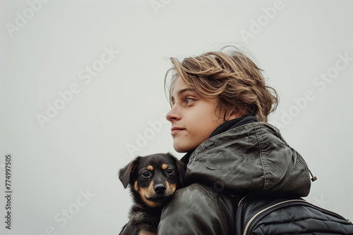 Trendy person with pet
